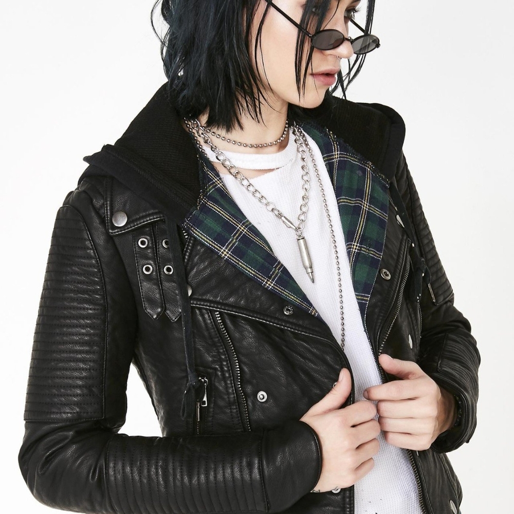 Faux leather moto jacket